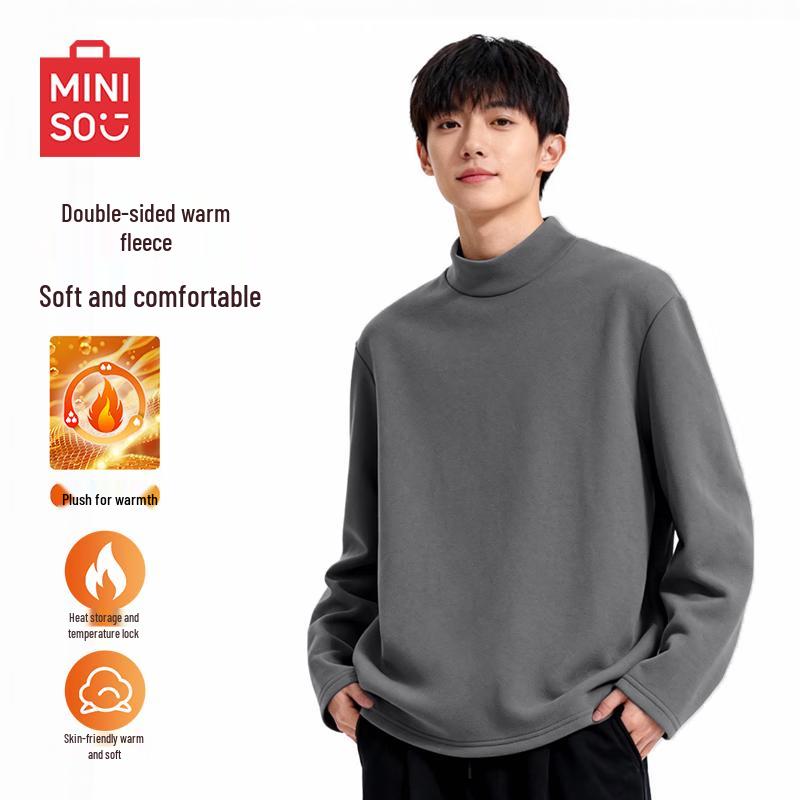MINISO Men's Thermal Turtleneck Long Sleeve T-Shirt