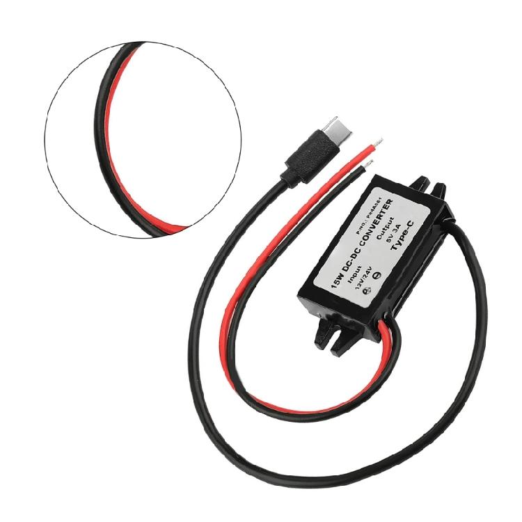 Kleiner 12V 24V auf 5V USB C Konverter mit Überstromschutz Step-Down-Konverter Einfach zu bedienen für die Fahrzeugnutzung