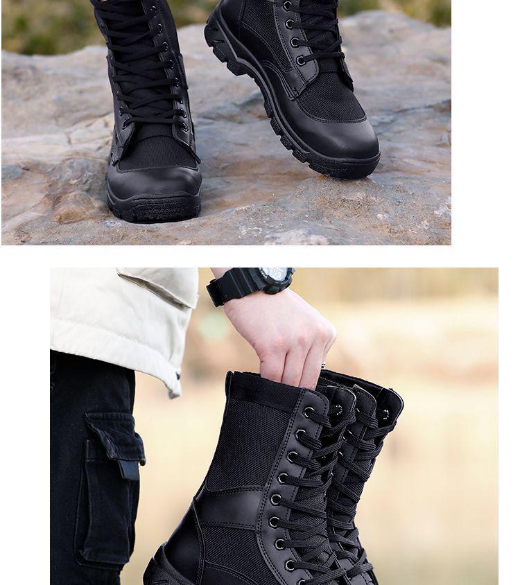Men's Genuine Leather Mesh Breathable High-Top Hiking & Work Boots