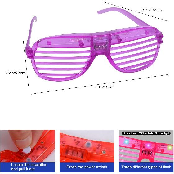 40 Pack Led Glasses,Light Up Glasses,Glow Glasses Glow In The Dark Party Supplies Suitable For Kids/Adults, Rave neon Flashing Party For Birthday