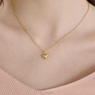 NUOY (925 Silver) Gold Heart Pendant Necklace