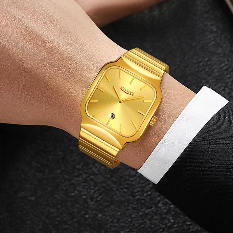 SKMEI Square Gold Men's Quartz Watch Waterproof Fashion Sport Watches for Men Clock Reloj Hombre