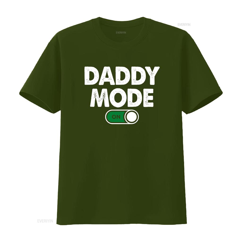 Daddy mode on T Shirt new gift dad fathers day funny for him promoted to vintage Washed Casual fashion Comfortable Breathable