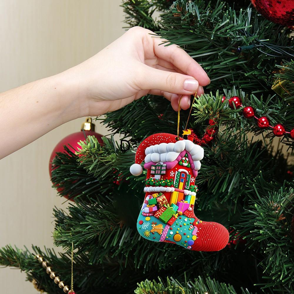 Christmas Stocking Hanging Ornaments Cute Santa/Snowman/Elk Winter Decorations for Tree Home Party