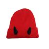 Winter Warm Knitted Beanie Hat Soft Stretchy Demon Horn Skull Design for Men and Women Outdoor Streetwear Funny Fashion Headwear