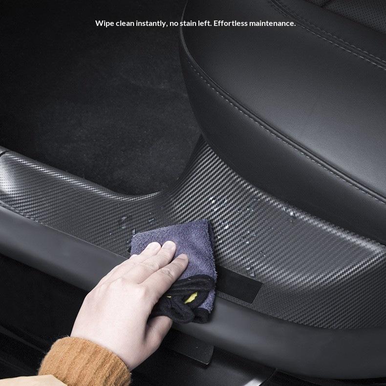 Fit For New Model 3 Model Y Automotive Carbon Fiber Texture Door Sill Scuff Plate Anti Collision Protector