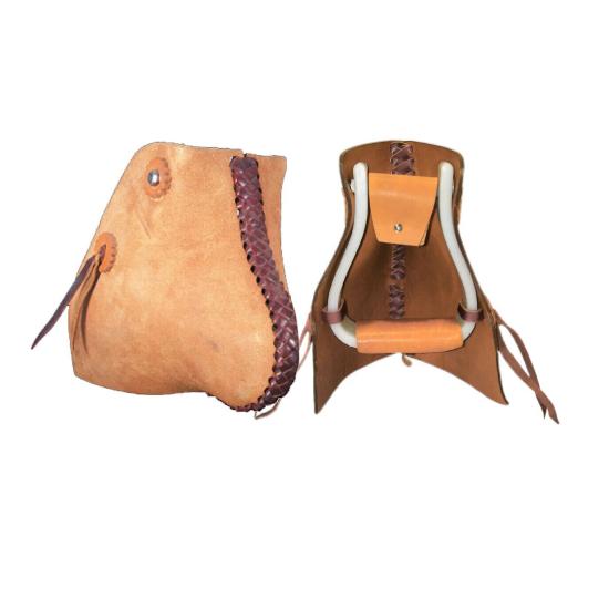 New Western Tapaderos Stirrups Saddle Floral Tooled Handmade Sewn Leather Heavy Duty Sold in Pair Set