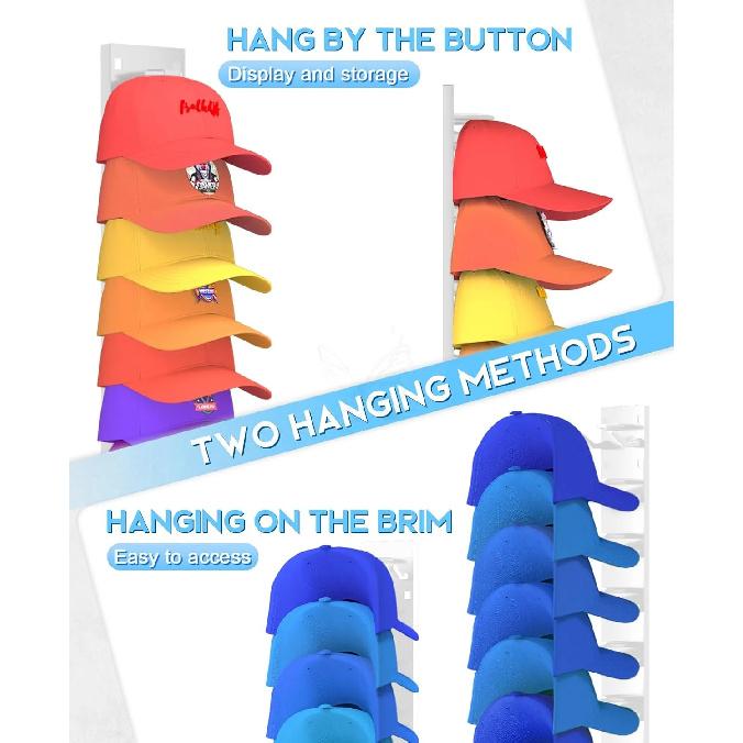 2026 New Baseball Cap Rack Wall Mounted Hat Organizer Storage Hanger for Door Closet Multifunctional Cap Holder Display Cup Holders 5