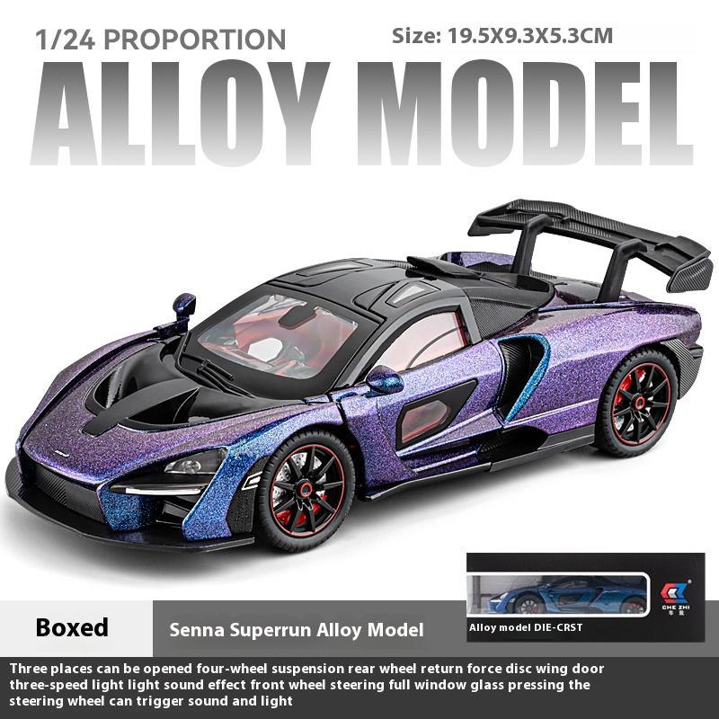

1/24 масштаб Mclaren Senna Super Sports Mini GT литая модель автомобиля имитация звука и света подарочная коробка на день рождения для парня фиолетовый
