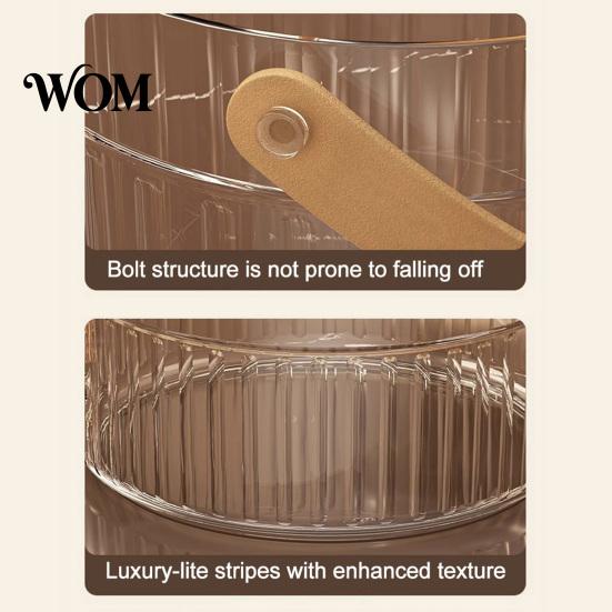 Multi-purpose Storage Basket Ice Bucket with Faux Leather Handle, Thickened Plastic Beer Wine Cooler Handle for Party, Clear Beverage Container