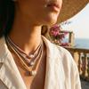 Geometric Zircon Pendant Necklace Vintage Rhinestone Collarbone Chain  Gift