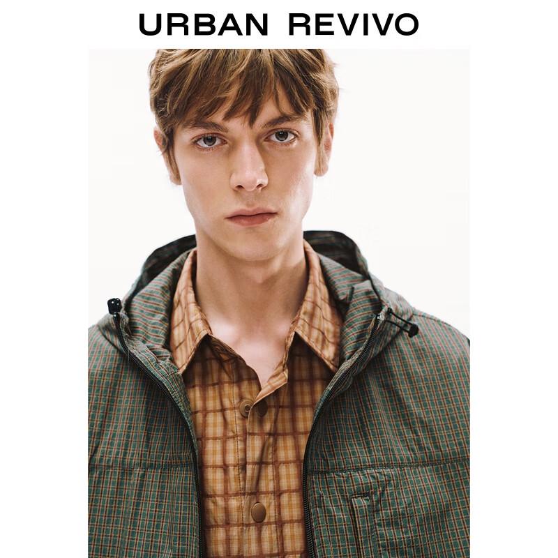UR Men's Plaid Oversized Hooded Drawstring Jacket