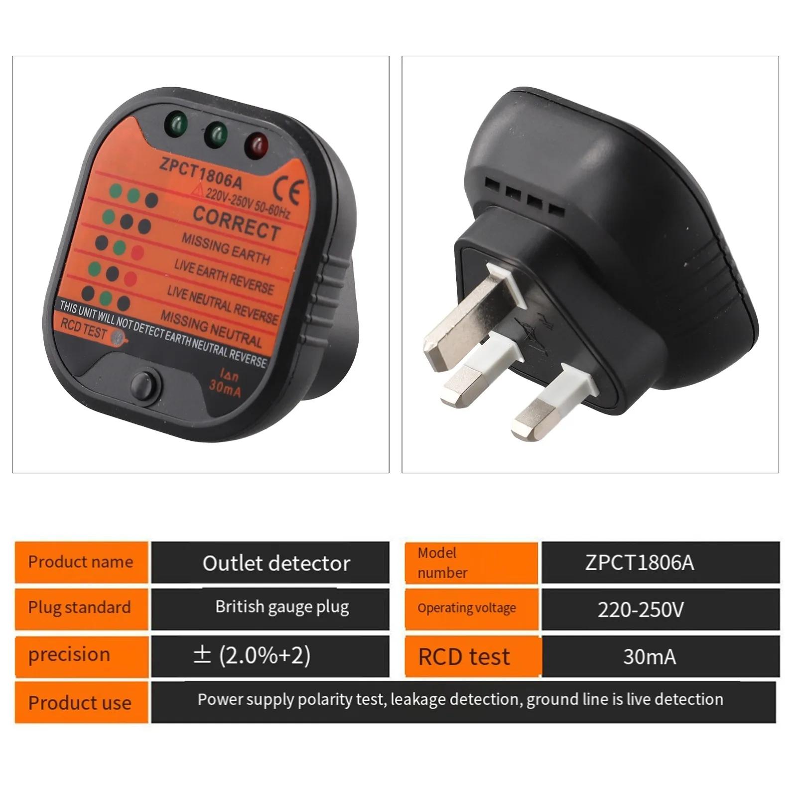 

Breaker Ground Tester Portable Safety Instrument Inspections LED Light Indication Trip Current Electtrical Tools Outlet Socket