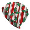 ZLIENSZUS Adult Tripe-Themed Beanie Hat with Holly & Candy Cane - Urban Layered Winter Suitable for Coffee Walks, Creative Spaces, Layered Outfits - B