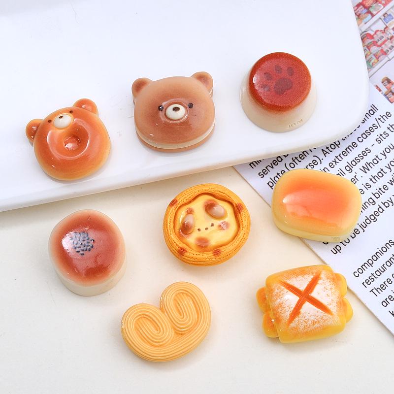 Cartoon Bear Bread Resin Accessories: DIY Jewelry, Hairpins, Shoe Buckles, and Cream Glue Decor