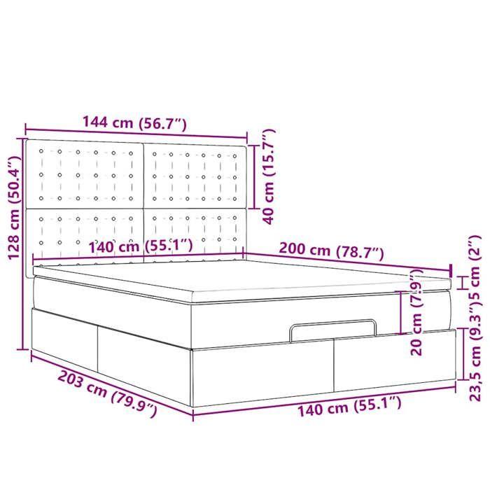 VidaXL Ottoman Bed Frame with Mattress Dark Grey 140x200 Cm Fabric, Bed Frame, Upholstered Bed Frame, Bed Frame 3314177