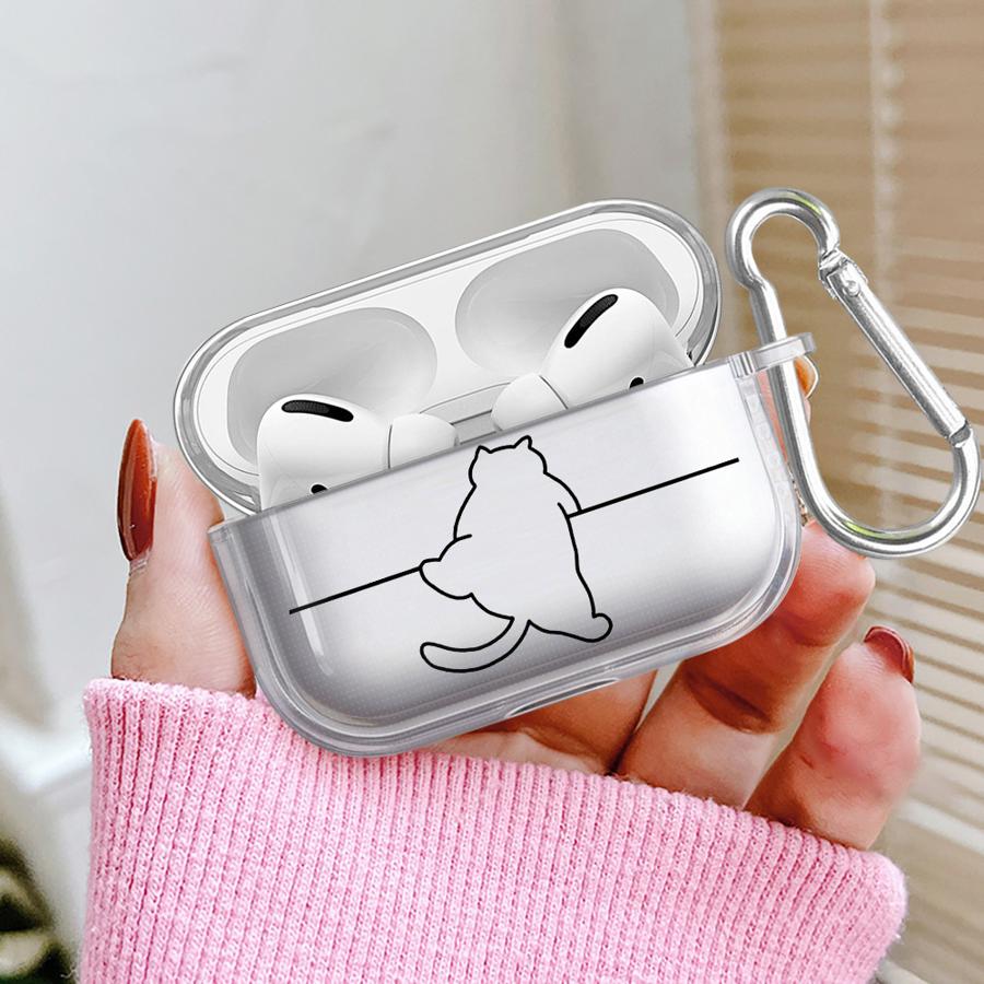 Cute Line Cat Clear Earphone Cases Cover Case For Airpods 2 Pro3 Pro2 Pro 1 3 4