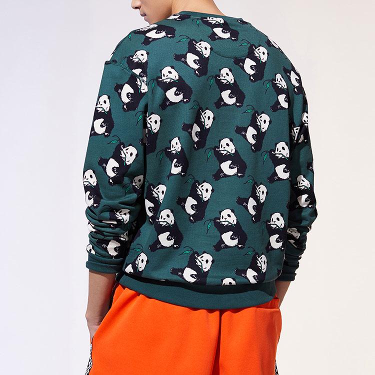 Anta X Oc Collaboration Life Series Panda Print Round Neck Long Sleeve Sweatshirt Men Sweatshirt Dark-Green 152020709H-2