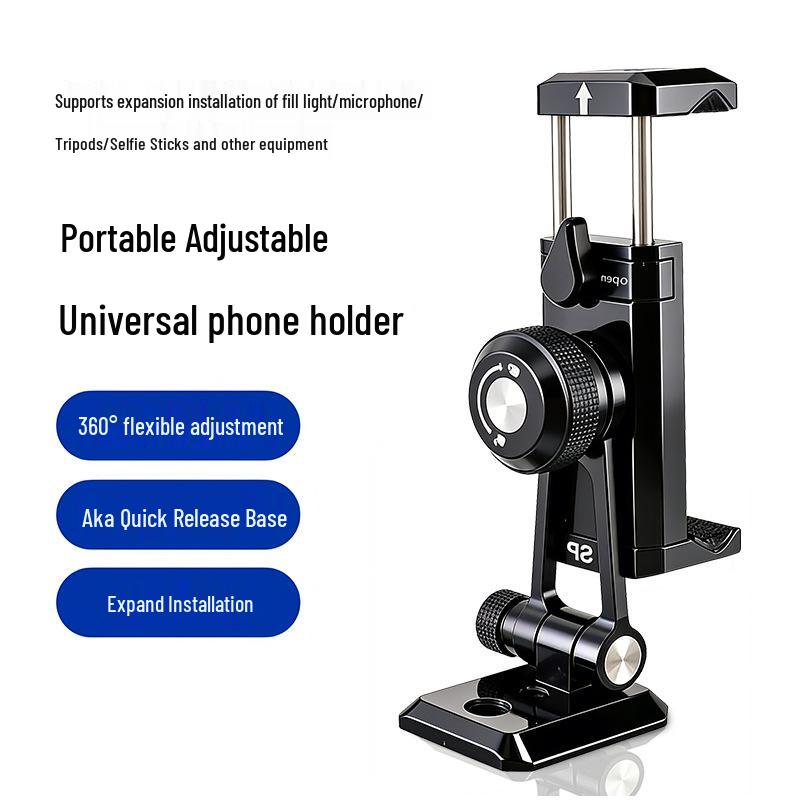 Universeller drehbarer Aluminium-Telefonclip mit Blitzschuh für Mikrofon und Fülllicht