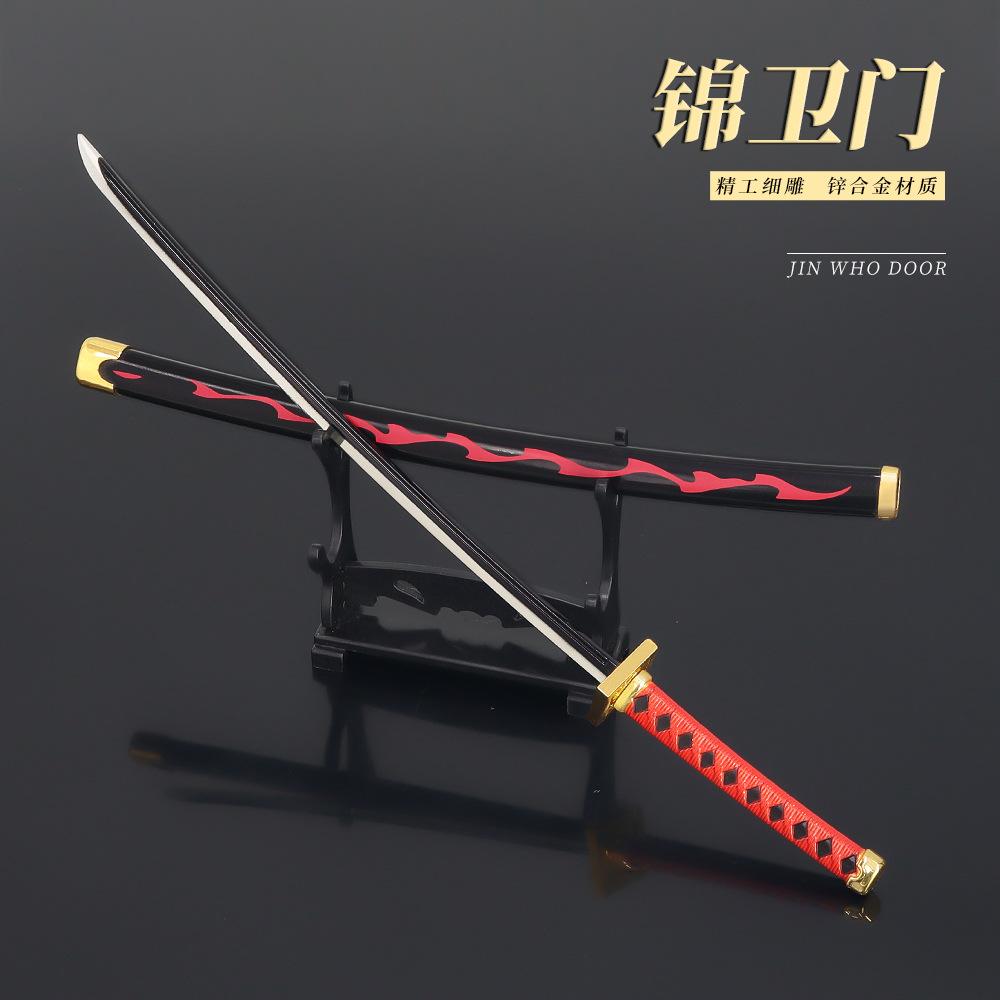 26cm Espada Ardiente Kinemon OP Una Hoja Katana Modelo Pieza Periférico Anime Adorno para el Hogar Decoración Juguete para Chico Niño Varón