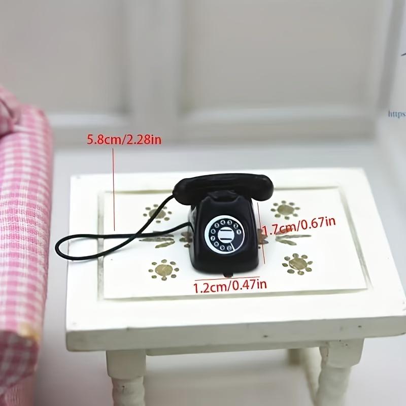 1 Piece of 1:12 Miniature Food and Play Scene Model, Mini Phone Model, Alloy Retro Rotating Phone, Doll House Furniture, Toys