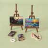 Miniature Dollhouse Easel: Cross-Stitch & Oil Painting Display Stand, Wood-Look DIY Model