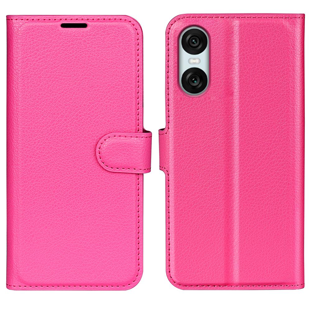 

For Sony Xperia 10 VI Case Litchi Texture Leather Wallet Phone Cover Rose