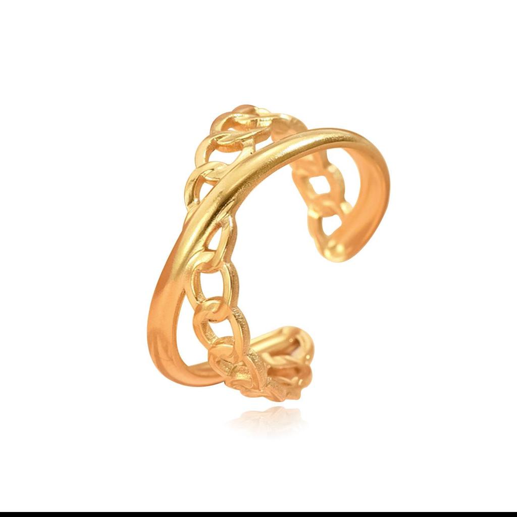 Adjustable Stainless Steel Open Ring - European & American Style Versatile Women's Fashion Jewelry