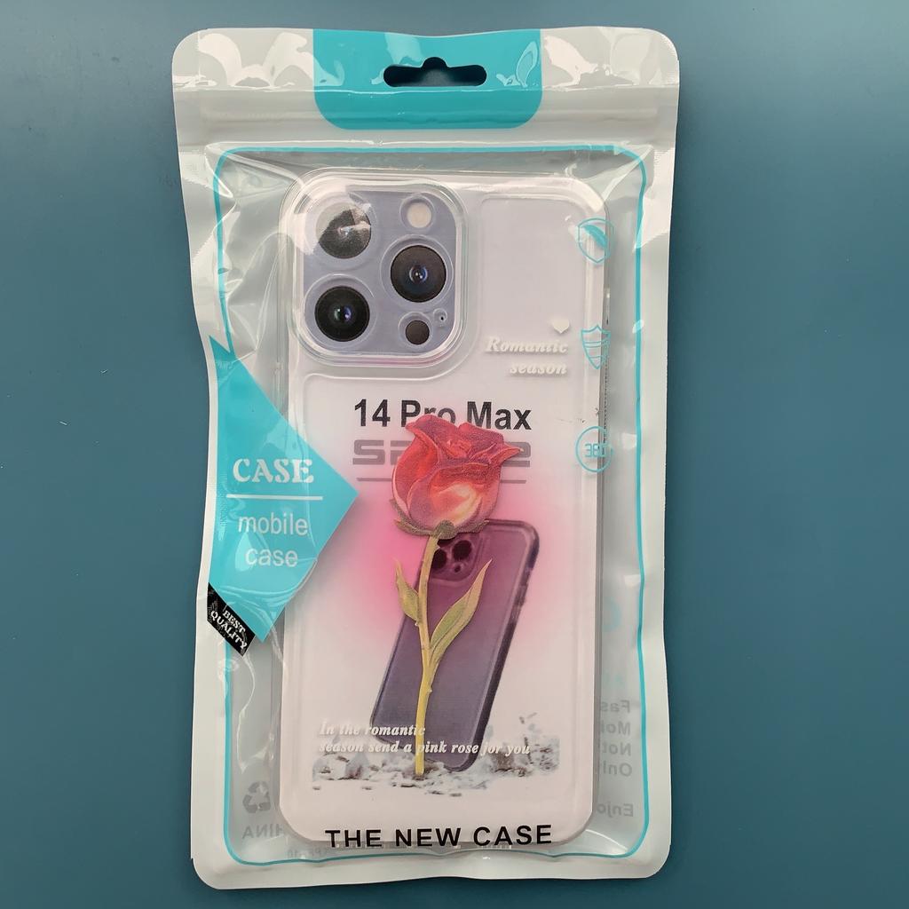 Flower Couple 17 Space Case for Apple 16 Promax Phone Case 15 Transparent Colorful Soft Protective Cover