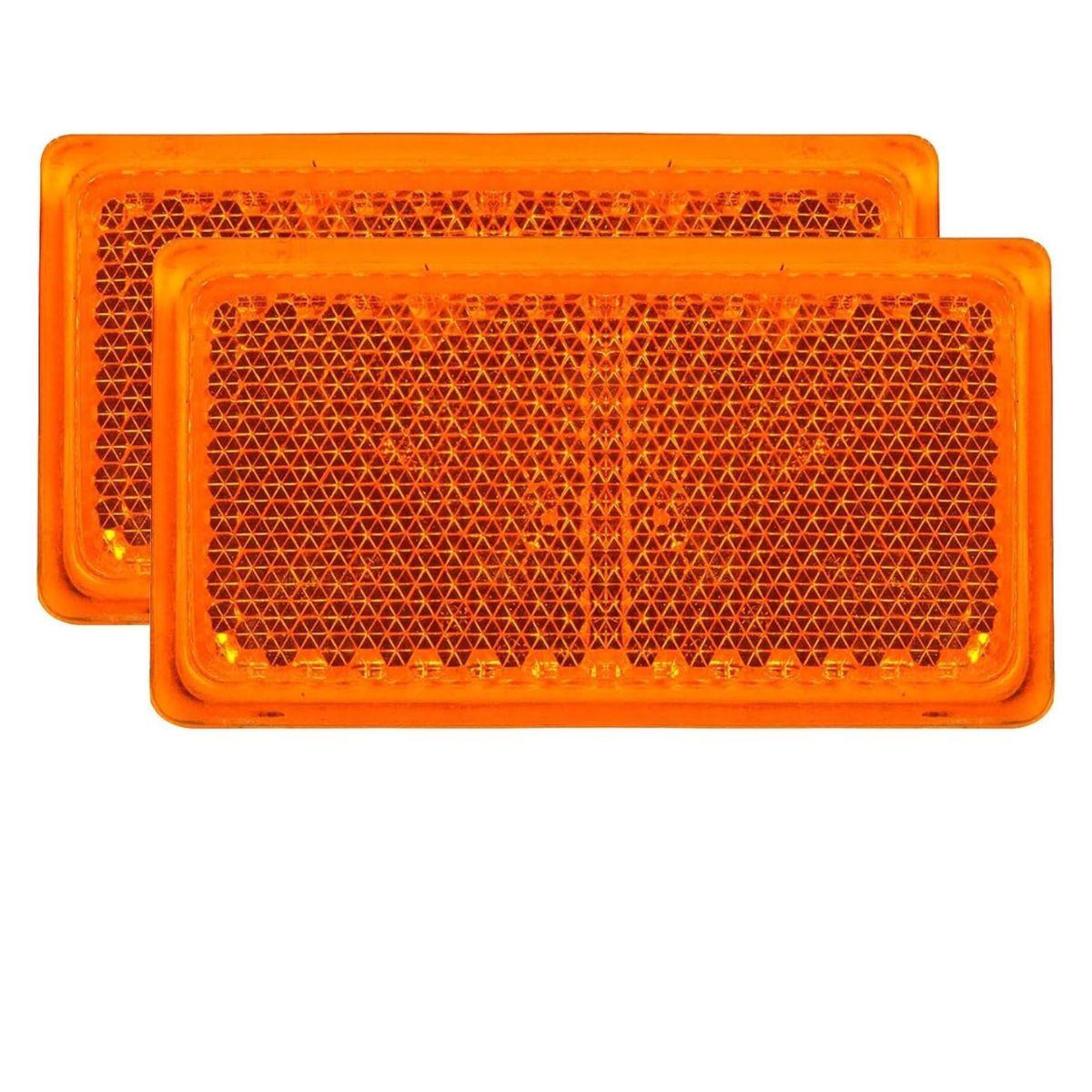 

2-Pack Amber Reflex Reflector – 102mm × 46mm Square Reflector with Felt Base | Replacement for Truck, Tractor, Trailer, Bus & Car (Universal Fit) бурштин