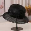 Mesh Breathable Rhinestone Bow Basin Hat for Women Summer Sun Shading Fisherman Hat Travel Sun Shading Sun Hat