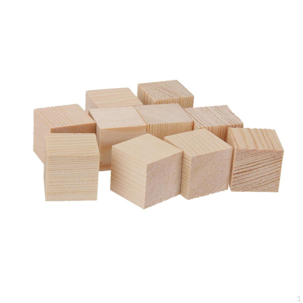 12 Piece Wood Blocks Natural Embellishment for Crafts