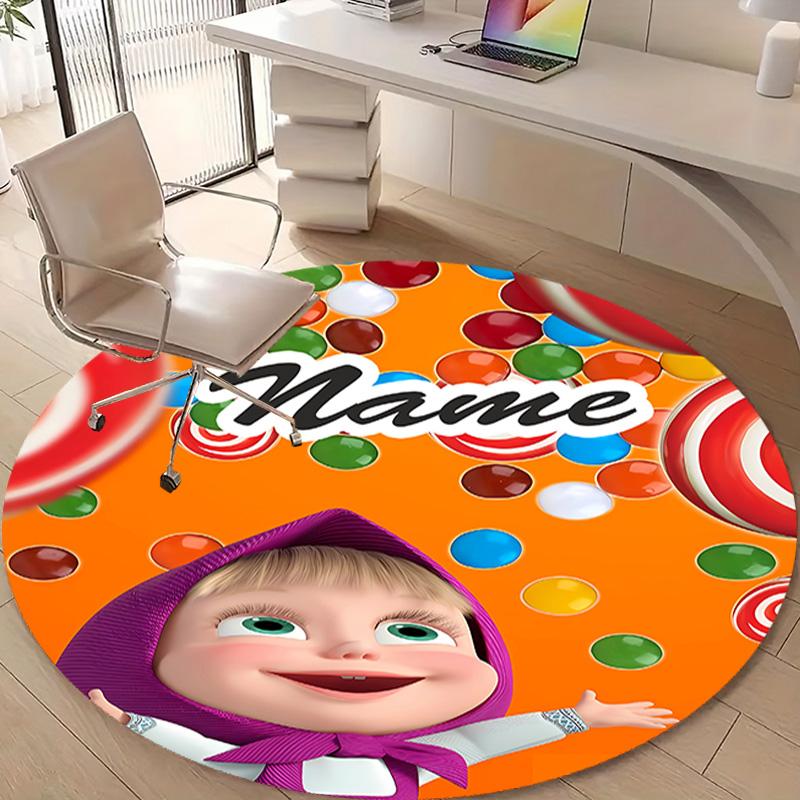 Personalized M-Masha and the Bear Round Chair Office Rug - Perfect for Mat, Office Chair & More - Ideal Gift for Birthdays and Holidays