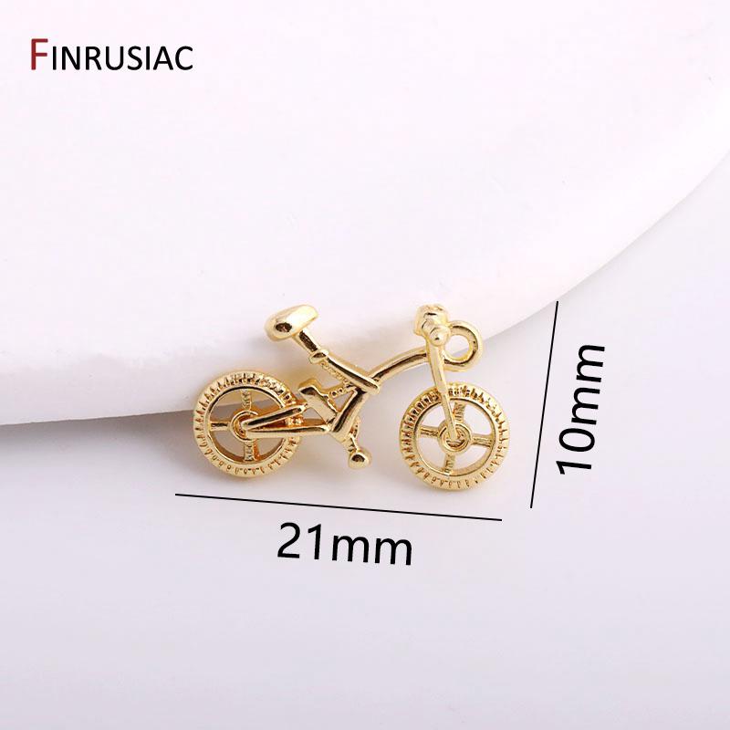 

FINRUSIAC 21x10mm Bike Charms Exquisite 14K Gold Plated Bicycle Charm Pendents DIY For Jewelry Making 2 pieces