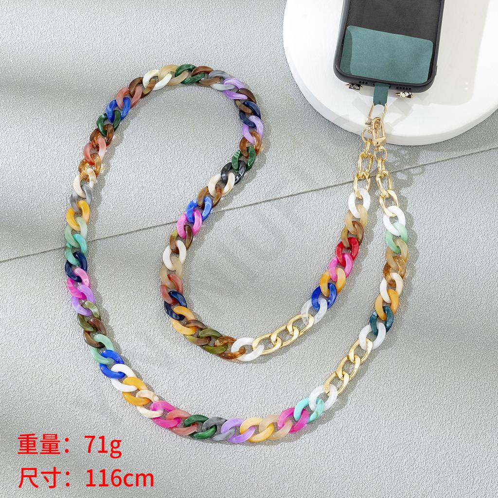 New acrylic color neck anti-lost mobile phone chain, convenient messenger hand carry fashionable mobile phone case hanging chain
