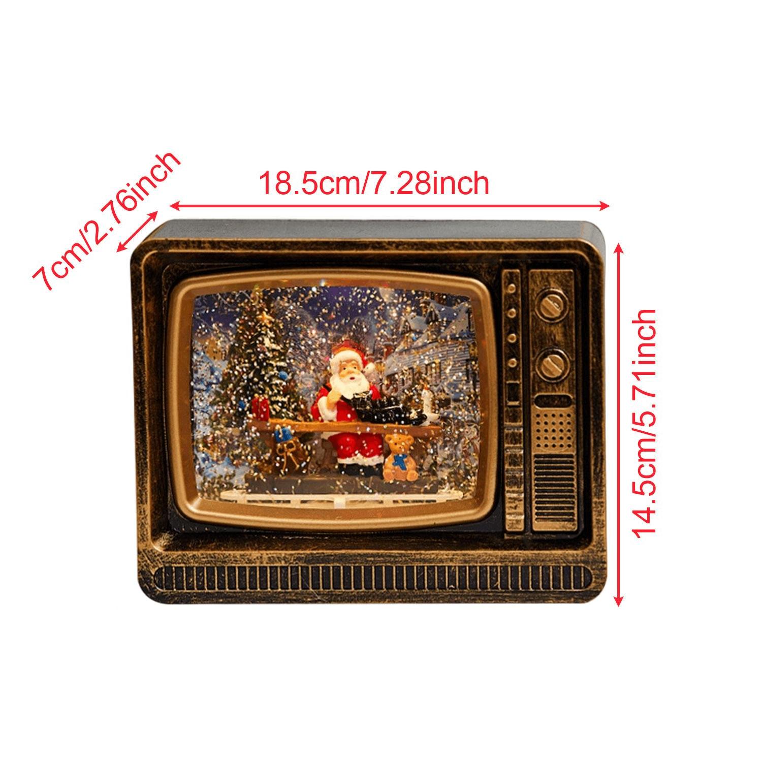 Christmas Decorations Luminous With Music Snow Tv Ornaments Glittering Christmas Music Box Tv For Christmas Gifts Cafe Party