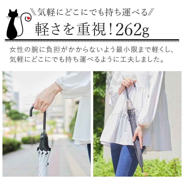 Okamoto Harajuku Rain or shine parasol with cat pattern UV resin color 50cm light heat long manual lightweight Store (99% protection, coating),