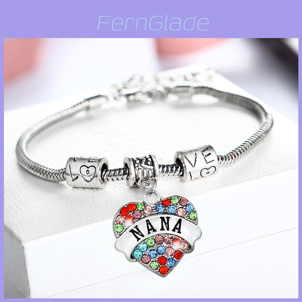 Splendido Bracciale a Cuore d'Amore con Strass Colorati, Membri della Famiglia Intarsiati, Regalo per i Cari
