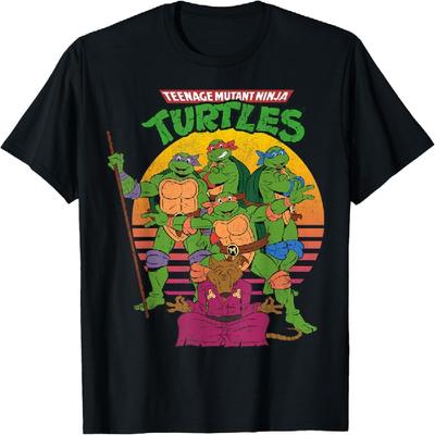 Teenage Mutant Ninja Turtles Retro Sun Group Tee-Shirt T-Shirt