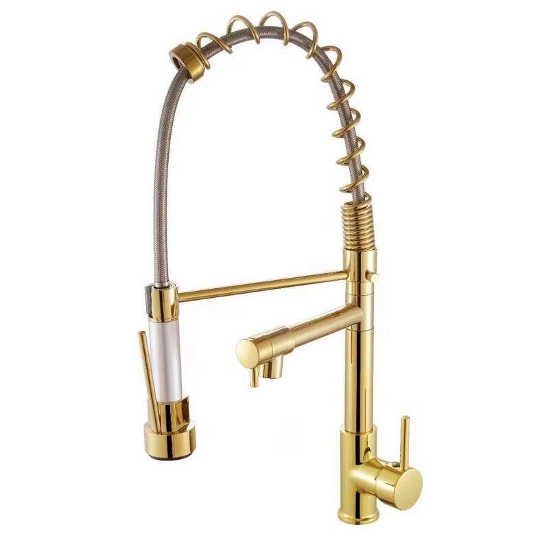 Yipan Titanium Gold 304SS Pull-Out Kitchen Faucet