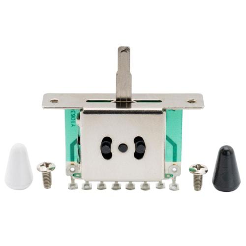 Musiclily 5-Way Metric Lever Switch for Strat/Telecaster Electric Guitars, Black and White Knobs