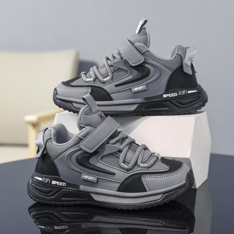 Boys Shoes Spring and Autumn Leather Surface 2025 New Breathable Sports Shoes Children's Popular Dad Shoes Middle and Older Children's Running Shoes