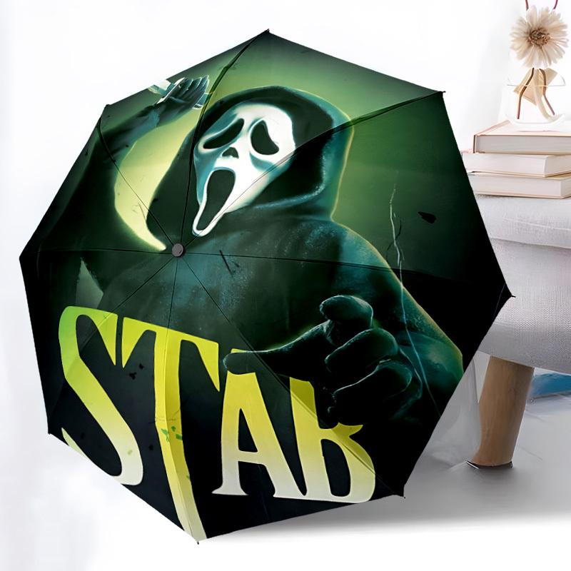 1 Stück Scream Stab Scream Automatischer Öffnungs-/Schließschirm Faltbarer Schirm, Tragbarer Kompakter Reiseschirm, Geburtstags-/Weihnachtsgeschenk für Männer & Frauen