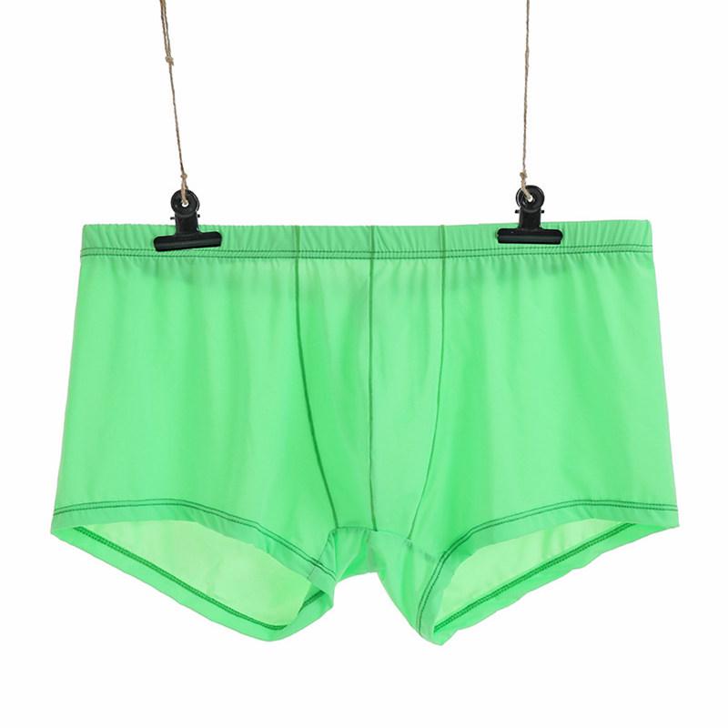 Men's Ice Silk Transparent Low-Waist Breathable Boxer Briefs, Slim Fit, Trendy Summer Youth Underwear