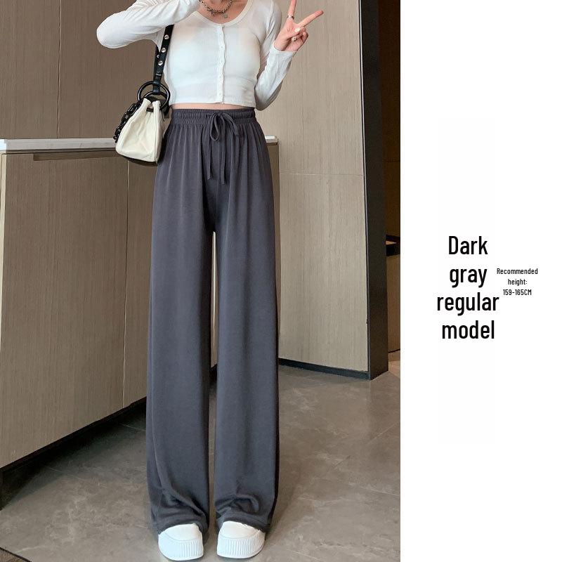 

Women s Gray High-Waisted Cupro Wide-Leg Summer Pants - Petite, Lightweight, Straight-Leg (145-150cm) XL (121-130 lbs)