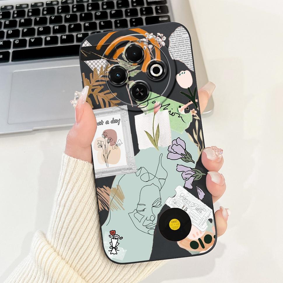 Spark30C Cover For Tecno Spark 30C 2024 Case Cute Cartoon Girl Cover Soft Silicone Phone Case For Spark 30 C Spark30 Full Bumper