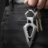 Lightweight 9-in-1 Stainless Steel Keychain Features Protractor Ruler for Easy Outdoor Access