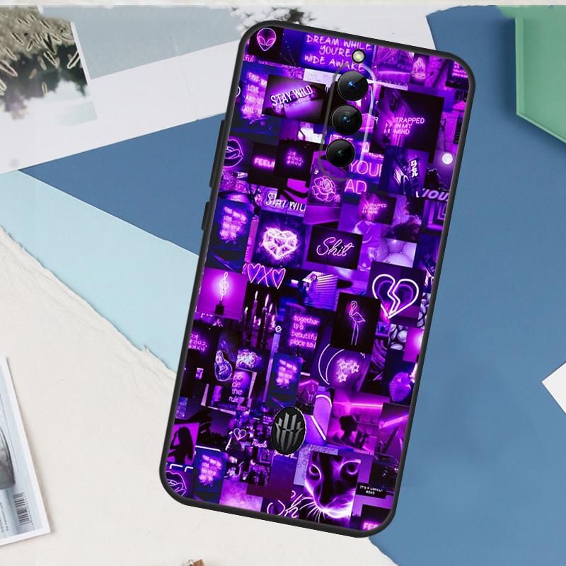 Purple Colour Neon Light For Nubia Red Magic 10 Pro Plus 6 7 8 9 Pro 6S 7S 5G 6R RedMagic 8S 9S Pro Plus Phone Case