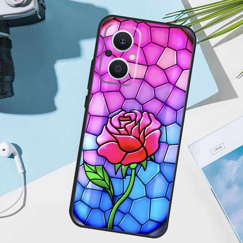 Stained Glass Rose Galaxys Cover For OPPO Reno 14F 13F 12F 11 F 10 12 13 14 Pro 7 8 Lite OPPO Find X9 X8 X6 X5 Pro Case