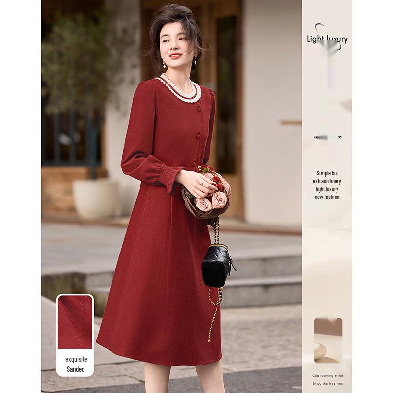 

Women s Elegant Long Sleeve Midi Dress S